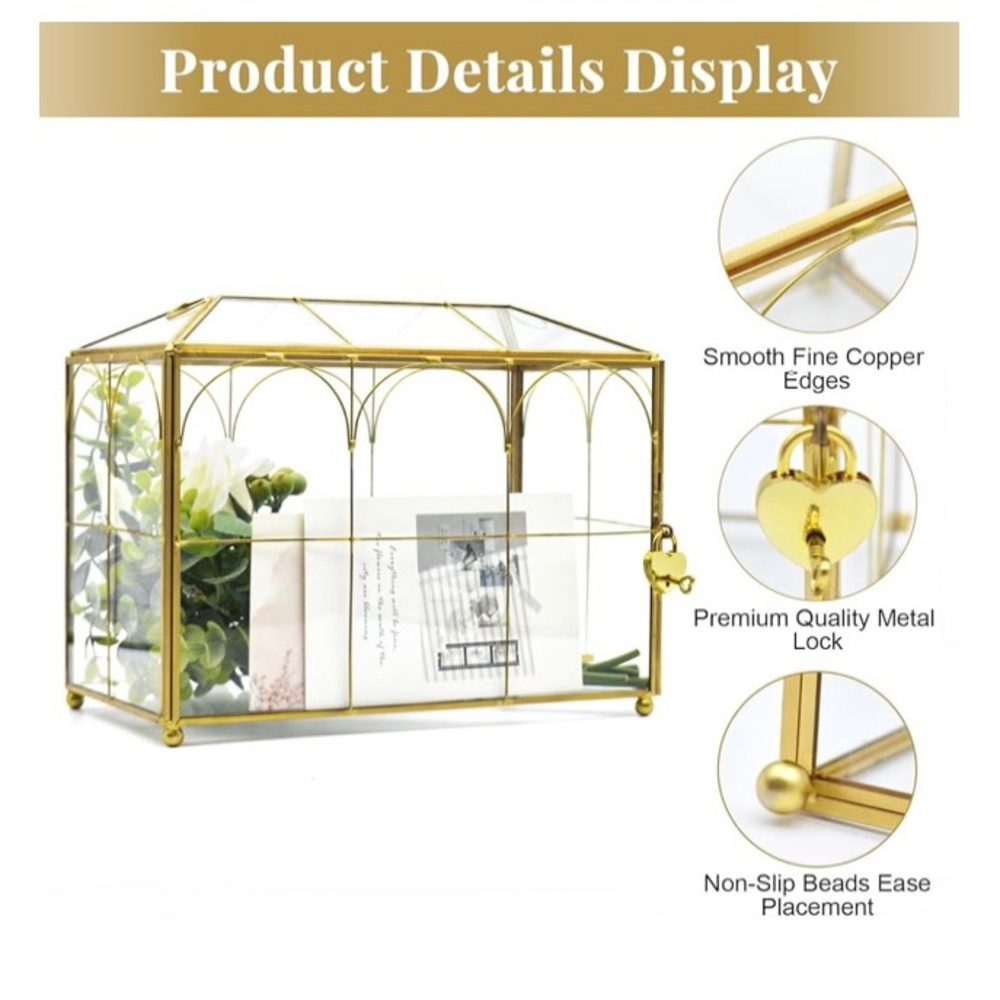 Gold Glass Card Box - Wedding Decor